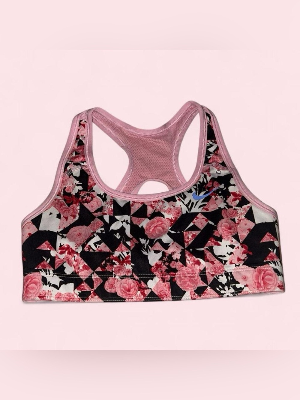 Nike Kids Pink Floral Geometric Racerback Sports Bra